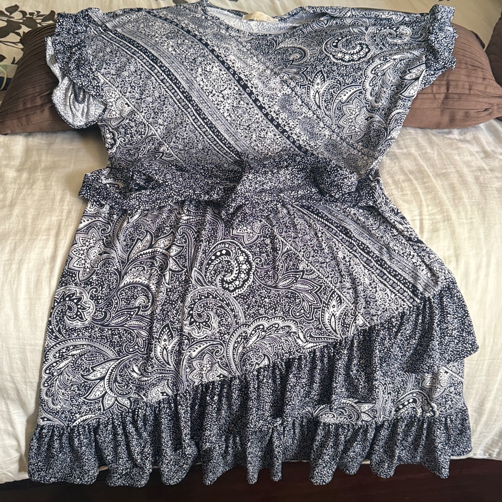 Paisley Print Dress with Ruffle Hem